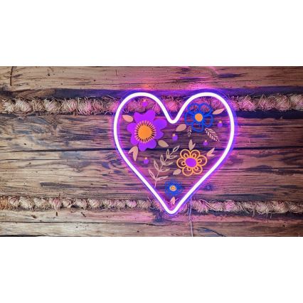 2Kids Toys - LED Neon seinäkoriste LED/5W/USB sydän