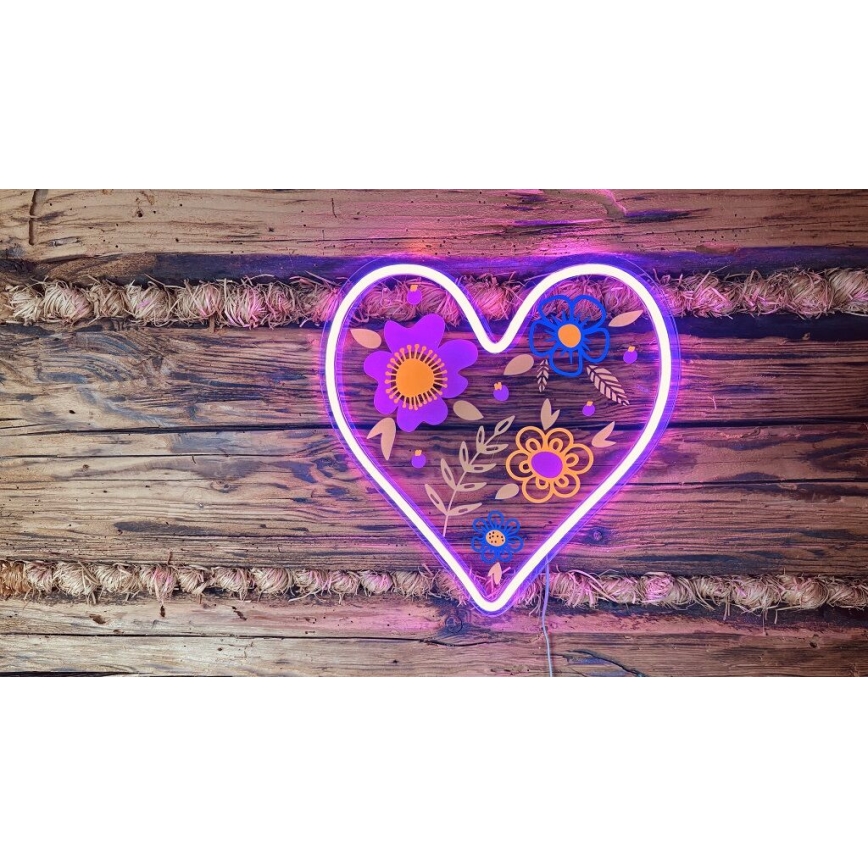 2Kids Toys - LED Neon seinäkoriste LED/5W/USB sydän