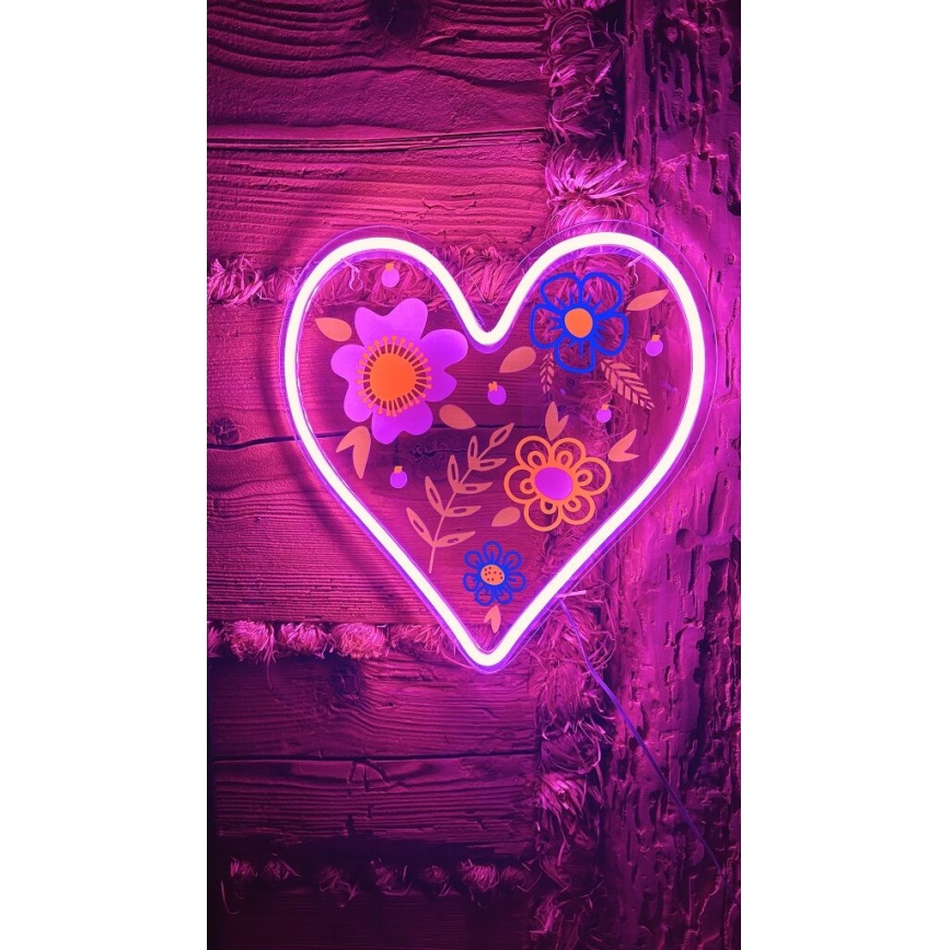 2Kids Toys - LED Neon seinäkoriste LED/5W/USB sydän