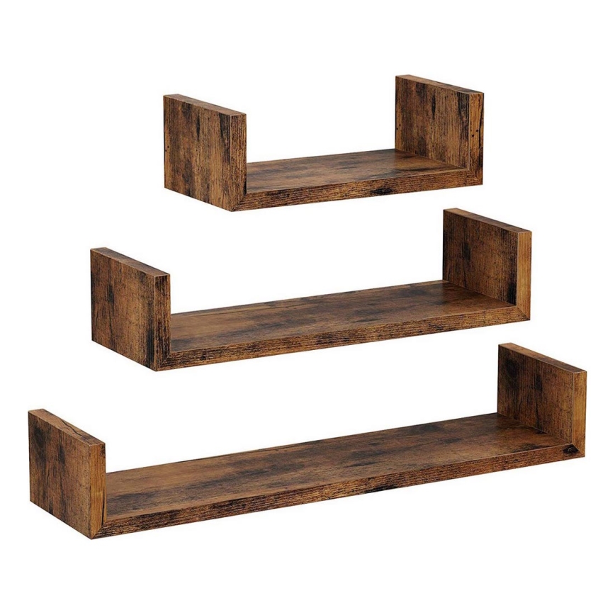 3 kpl SHELFY-seinähyllyä, ruskea