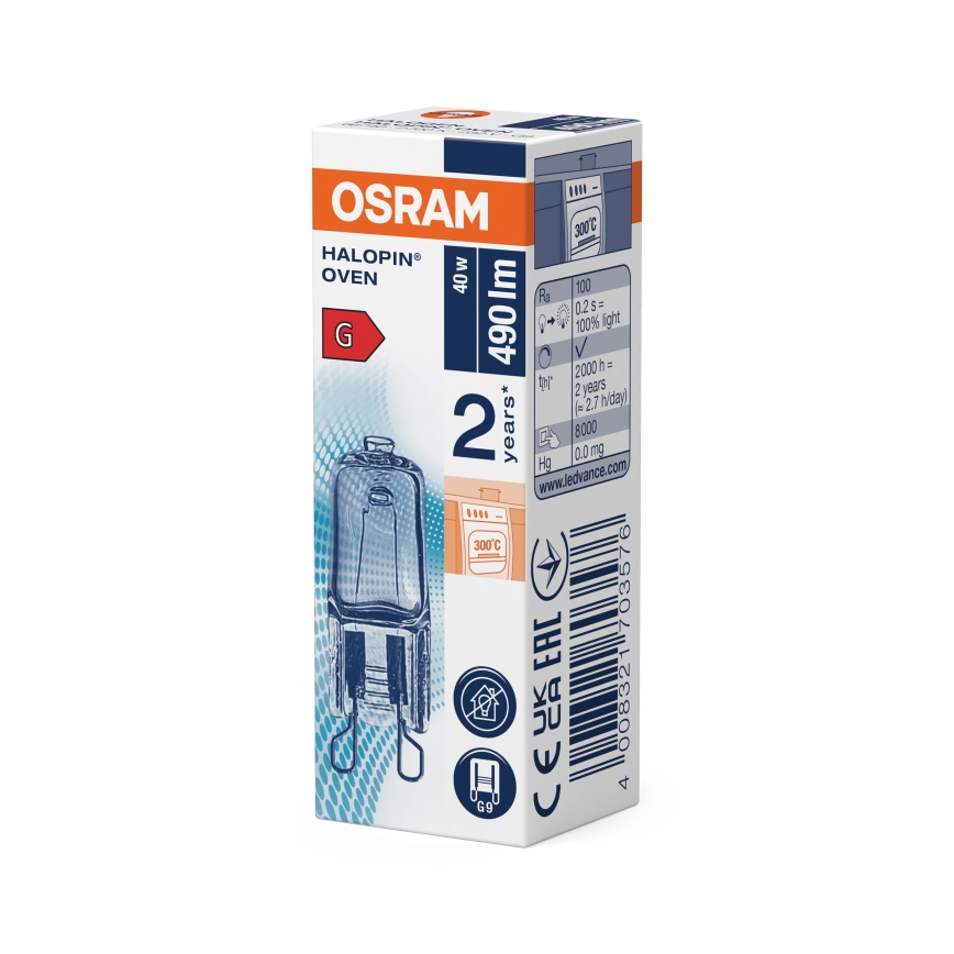 3 kpl uunin polttimoa HALOPIN G9/40W/230V 2700K - Osram