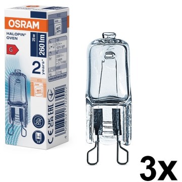 3 kpl uunipolttimo HALOPIN G9/25W/230V 2700K - Osram