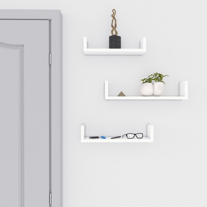 3-osainen seinähyllysetti SHELFY, valkoinen