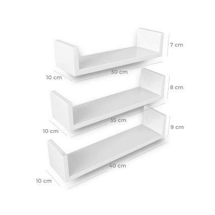 3-osainen seinähyllysetti SHELFY, valkoinen