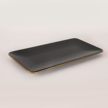 44-osainen ruokailusetti, musta/kultainen/kivitavara