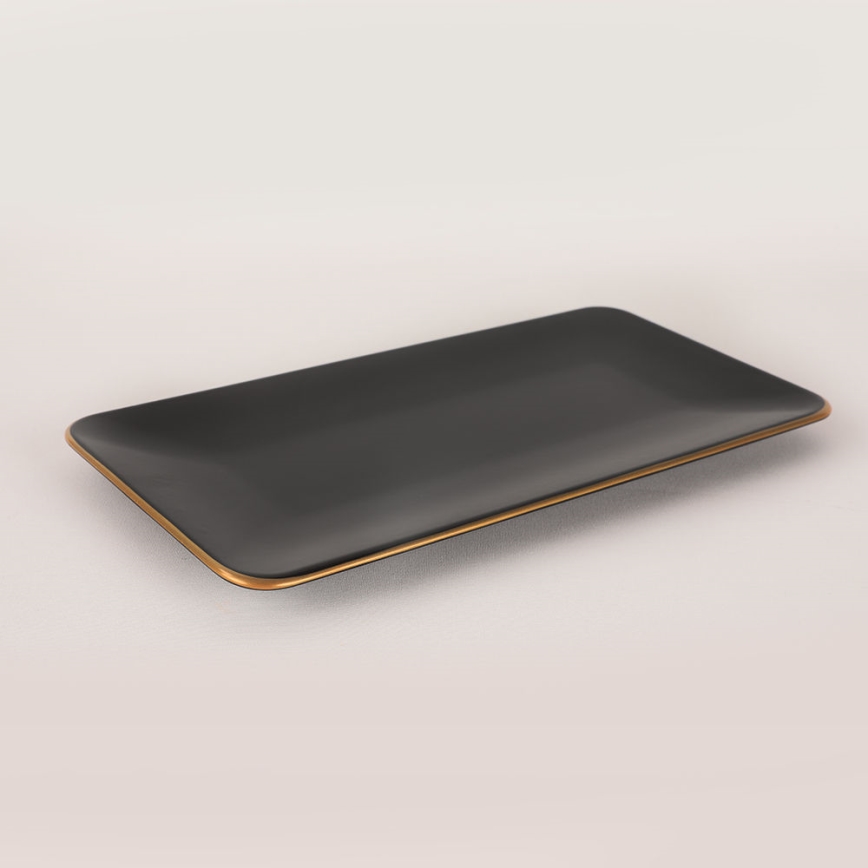 44-osainen ruokailusetti, musta/kultainen/kivitavara