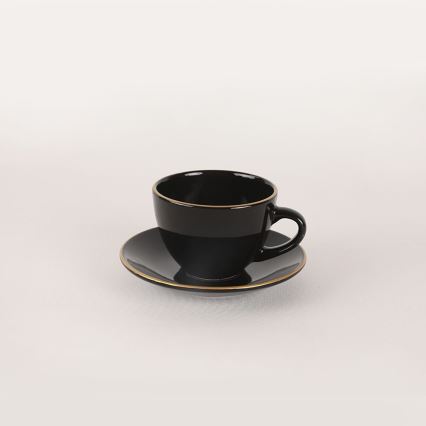 44-osainen ruokailusetti, musta/kultainen/kivitavara