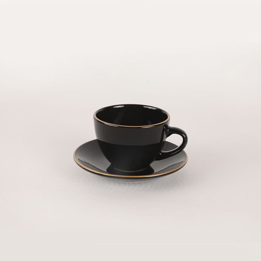 44-osainen ruokailusetti, musta/kultainen/kivitavara