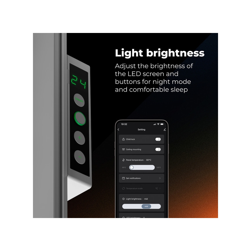 AENO - Älykäs sähköinen infrapaneeli 500W ajastin/termostaatti Wi-Fi valkoinen