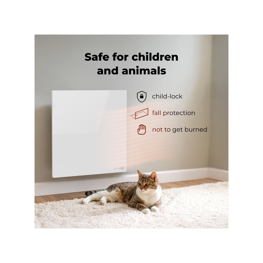 AENO - Älykäs sähköinen infrapaneeli 500W ajastin/termostaatti Wi-Fi valkoinen
