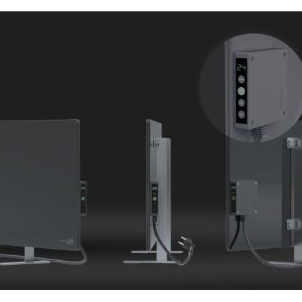 AENO - Älykäs sähköinen infrapunapaneeli LED mukana näyttö 700W ajastin/termostaatti IP44 Wi-fi harmaa