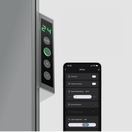 AENO - Älykäs sähköinen infrapunapaneeli LED mukana näyttö 700W ajastin/termostaatti IP44 Wi-fi harmaa