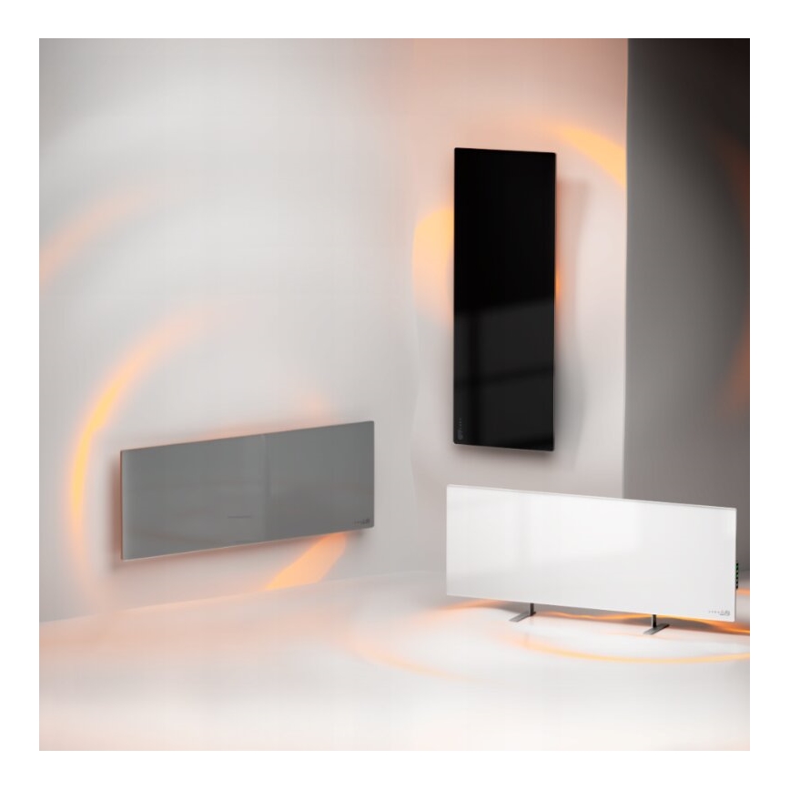 AENO - Älykäs sähköinen infrapunapaneeli LED mukana näyttö 700W ajastin/termostaatti IP44 Wi-fi harmaa