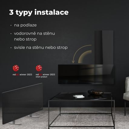 AENO - Älykäs sähköinen infrapunapaneeli 700W ajastin/termostaatti IP44 Wi-fi musta