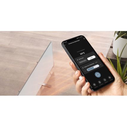 AENO - Älykäs sähköinen infrapunapaneeli LED mukana näyttö 700W ajastin/termostaatti IP44 Wi-fi valkoinen