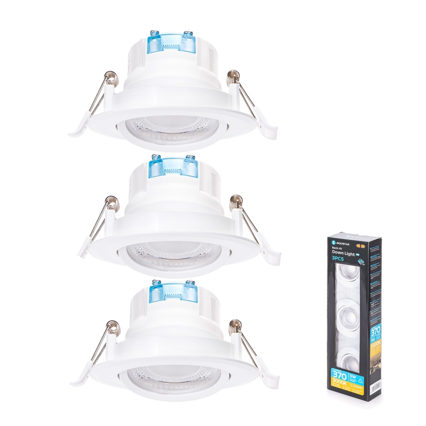 Aigostar - 3 kpl LED-integroidut kattovalaisimet LED/5W/230V 3000K halkaisijaltaan 8,5 cm valkoinen
