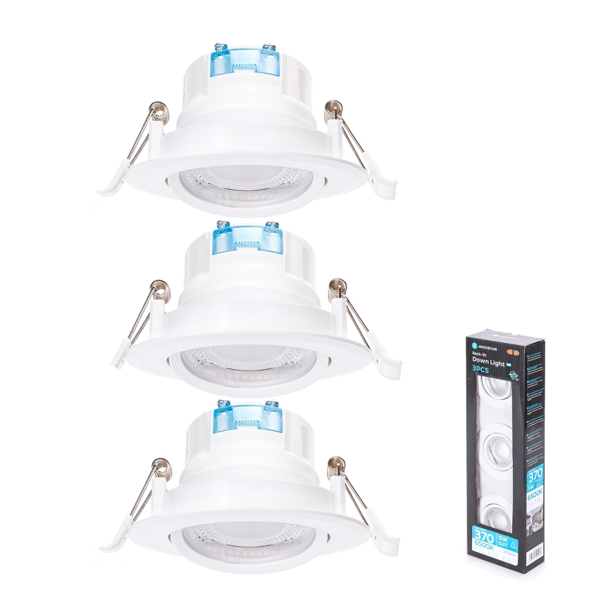 Aigostar - 3 kpl LED-kattovalaisinta LED/5W/230V 6500K, halkaisija 8,5 cm, valkoinen