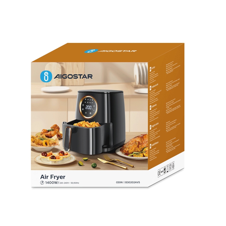 Aigostar - Air Fryer 1400W/230V 4,2l musta