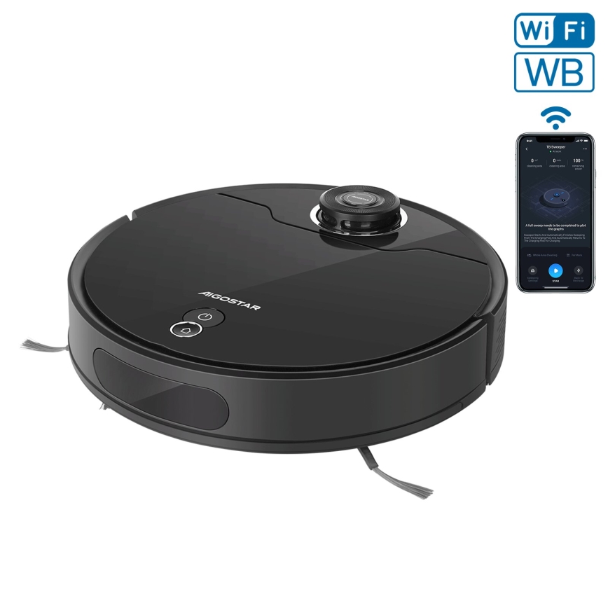 Aigostar - Älykäs robottipölynimuri 2in1 12W/230V 3300mAh Wi-Fi musta
