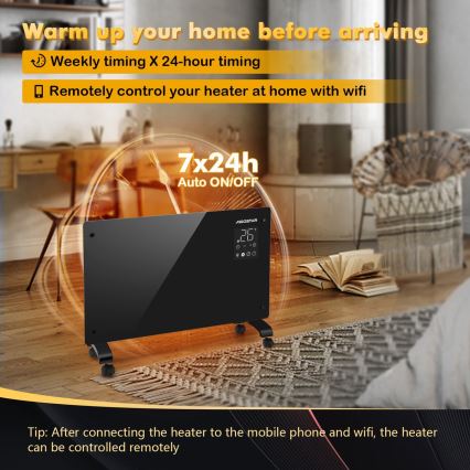 Aigostar - Älykäs sähköpatteri/konvektori 2000W Wi-Fi