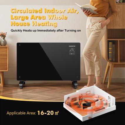 Aigostar - Älykäs sähköpatteri/konvektori 2000W Wi-Fi