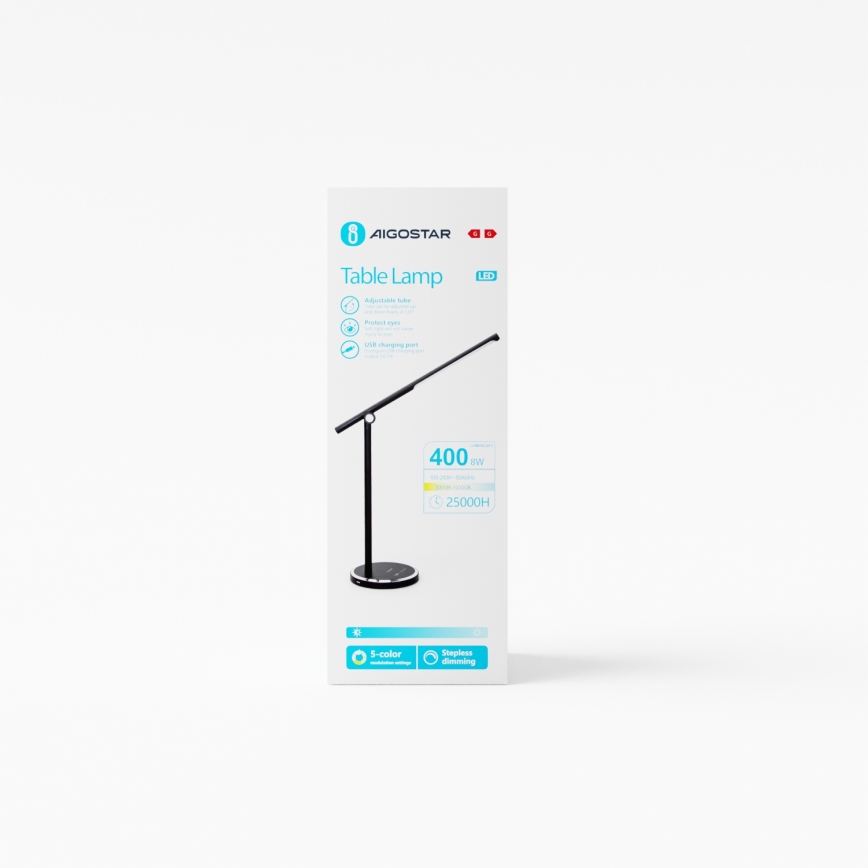 Aigostar - Himmennettävä LED-kosketuspöytävalaisin LED/8W/230V 3000-6000K musta