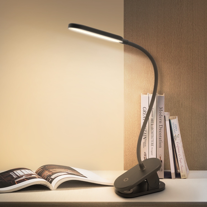 Aigostar - Himmennettävä LED-pöytävalaisin klipsillä LED/2,5W/5V musta
