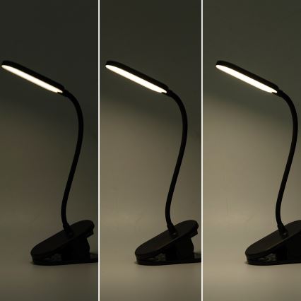 Aigostar - Himmennettävä LED-pöytävalaisin klipsillä LED/2,5W/5V musta