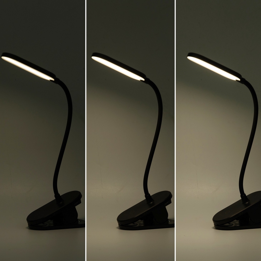 Aigostar - Himmennettävä LED-pöytävalaisin klipsillä LED/2,5W/5V musta