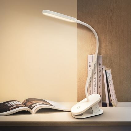 Aigostar - Himmennettävä LED-pöytävalaisin klipsillä LED/2,5W/5V valkoinen