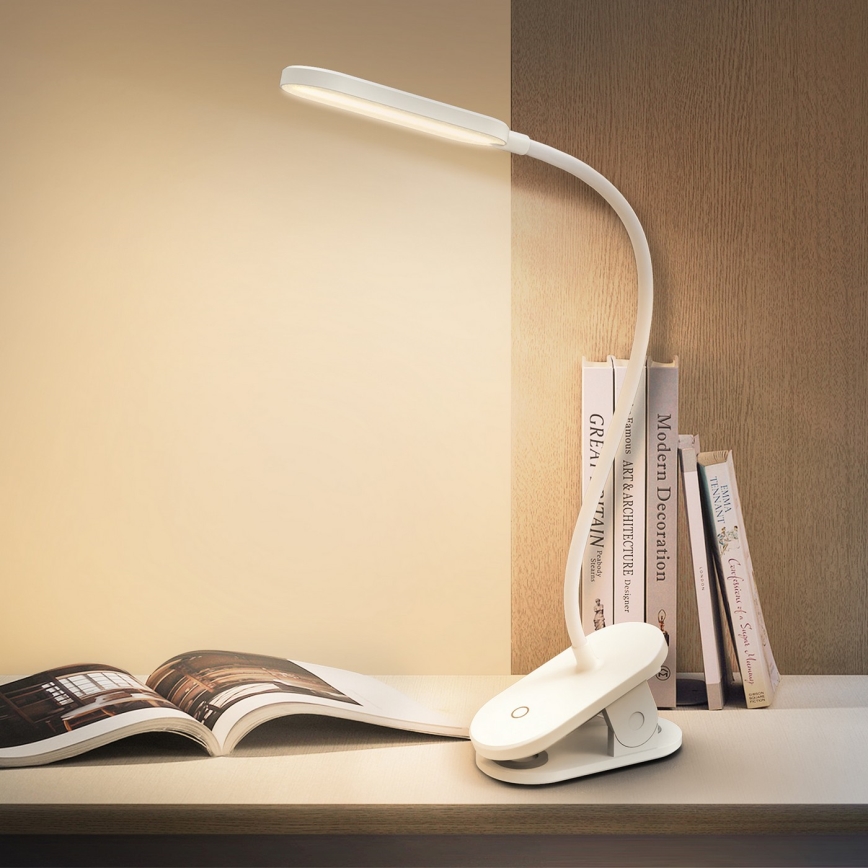Aigostar - Himmennettävä LED-pöytävalaisin klipsillä LED/2,5W/5V valkoinen