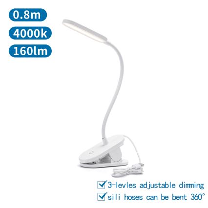 Aigostar - Himmennettävä LED-pöytävalaisin klipsillä LED/2,5W/5V valkoinen