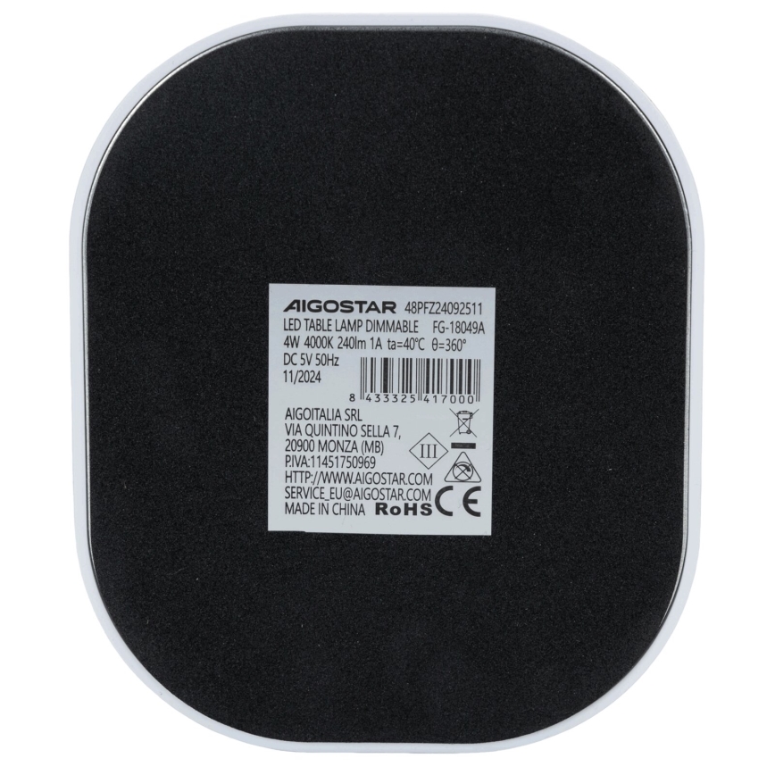Aigostar - Himmennettävä LED-pöytävalaisin LED/4W/5V 4000K