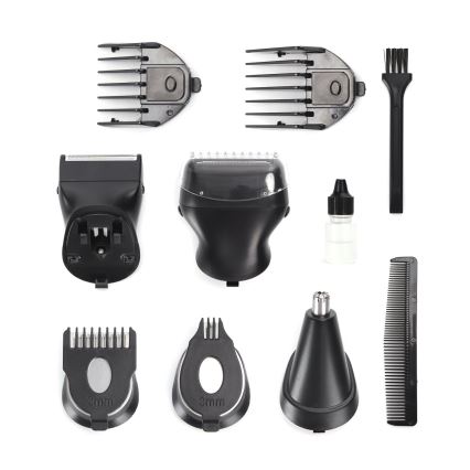 Aigostar - Hiustrimmeri lisävarusteiden kanssa 6in1 5W/5V musta