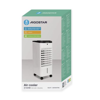Aigostar - Ilmanjäähdytin 60W/230V valkoinen/musta + kauko-ohjaus