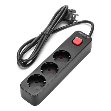 Aigostar - Jatkojohto kytkimellä 3Z Tyyppi F 1,5m musta