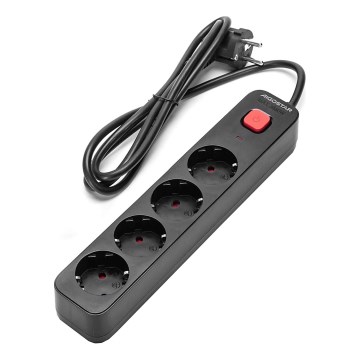 Aigostar - Jatkojohto kytkimellä 4Z Tyyppi F 1,5m musta