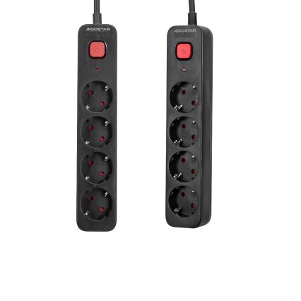 Aigostar - Jatkojohto kytkimellä 4Z Tyyppi F 1,5m musta