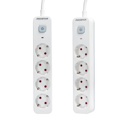 Aigostar - Jatkojohto kytkimellä 4Z Tyyppi F 1,5m valkoinen
