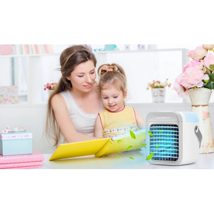 Aigostar - kannettava air cooler 8W/5V valkoinen