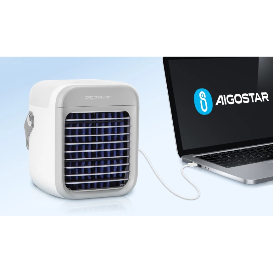 Aigostar - kannettava air cooler 8W/5V valkoinen