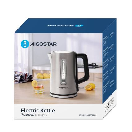 Aigostar - Kattila 1,7l 2200W/230V mattakromi