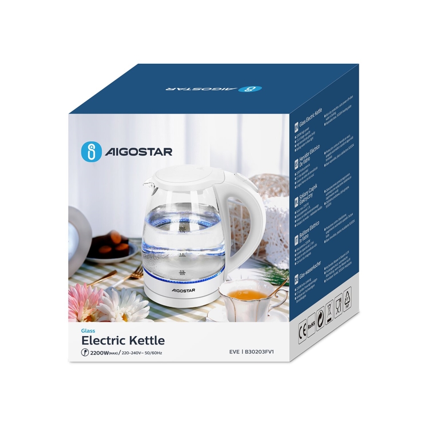 Aigostar - Kattila 1,7l 2200W/230V valkoinen