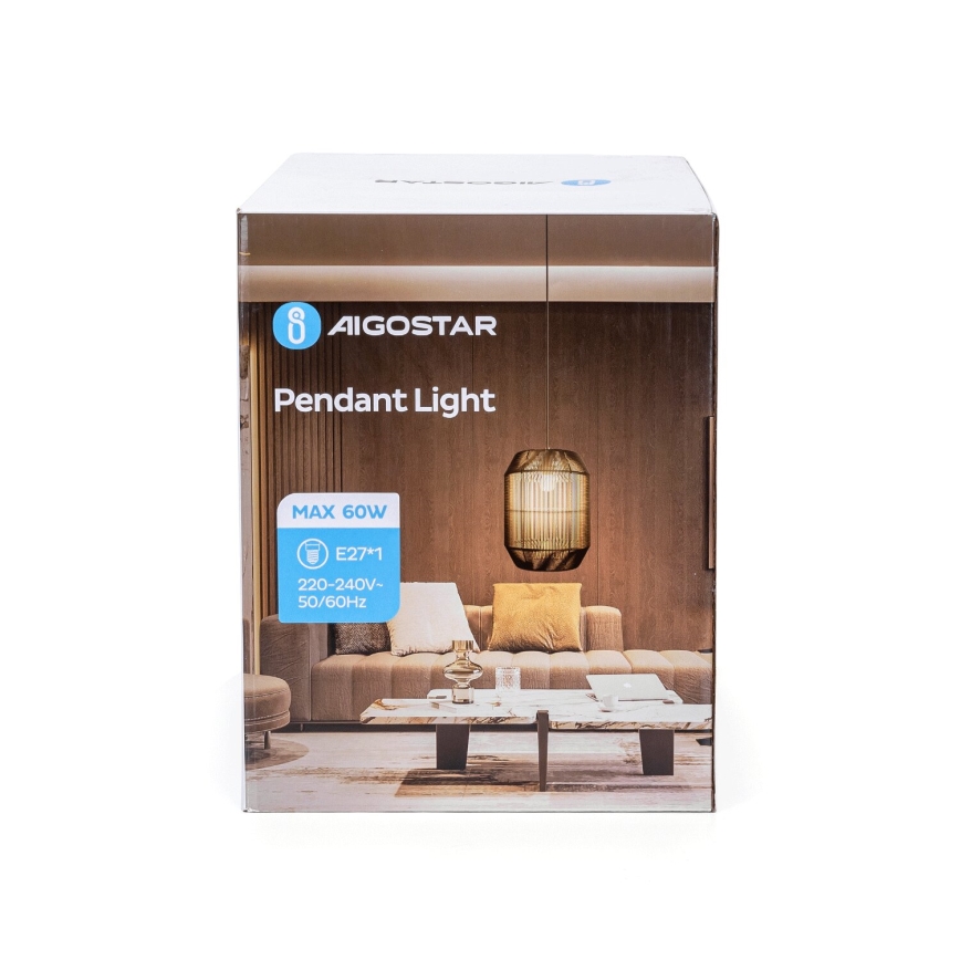 Aigostar - Kattokruunu johdossa 1xE27/60W/230V musta