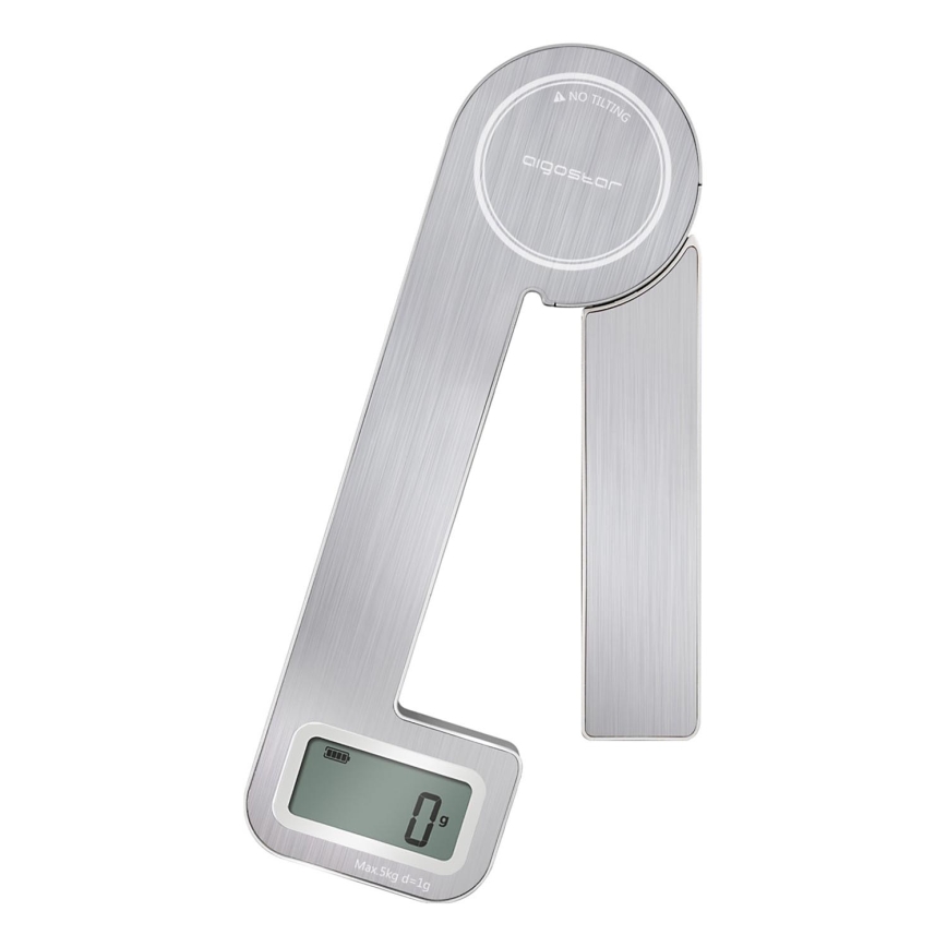 Aigostar - Kokoontaitettava keittiövaaka 5kg mattakromi