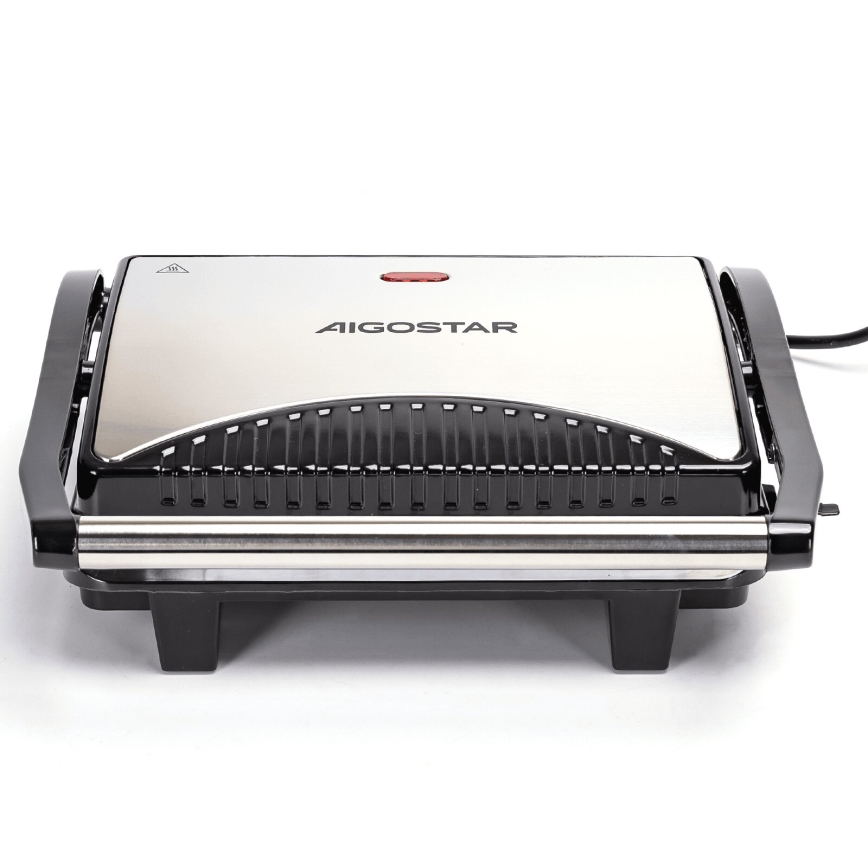 Aigostar - Kontaktigrilli 1000W/230V musta/mattakromi