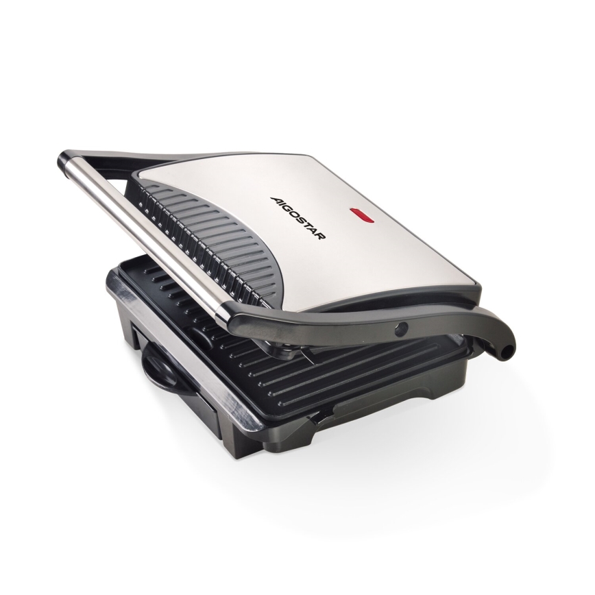 Aigostar - Kontaktigrilli 1000W/230V musta/mattakromi