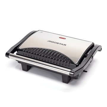 Aigostar - Kontaktigrilli 1000W/230V musta/mattakromi