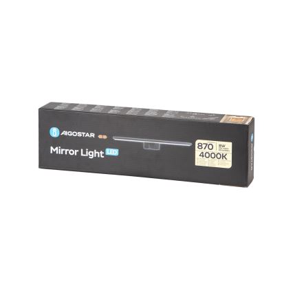 Aigostar - Kylpyhuoneen LED-peilivalo LED/8W/230V 4000K 40 cm IP44 musta