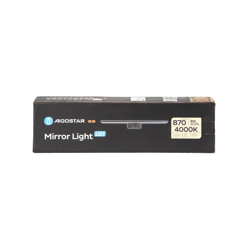 Aigostar - Kylpyhuoneen LED-peilivalo LED/8W/230V 4000K 40 cm IP44 musta
